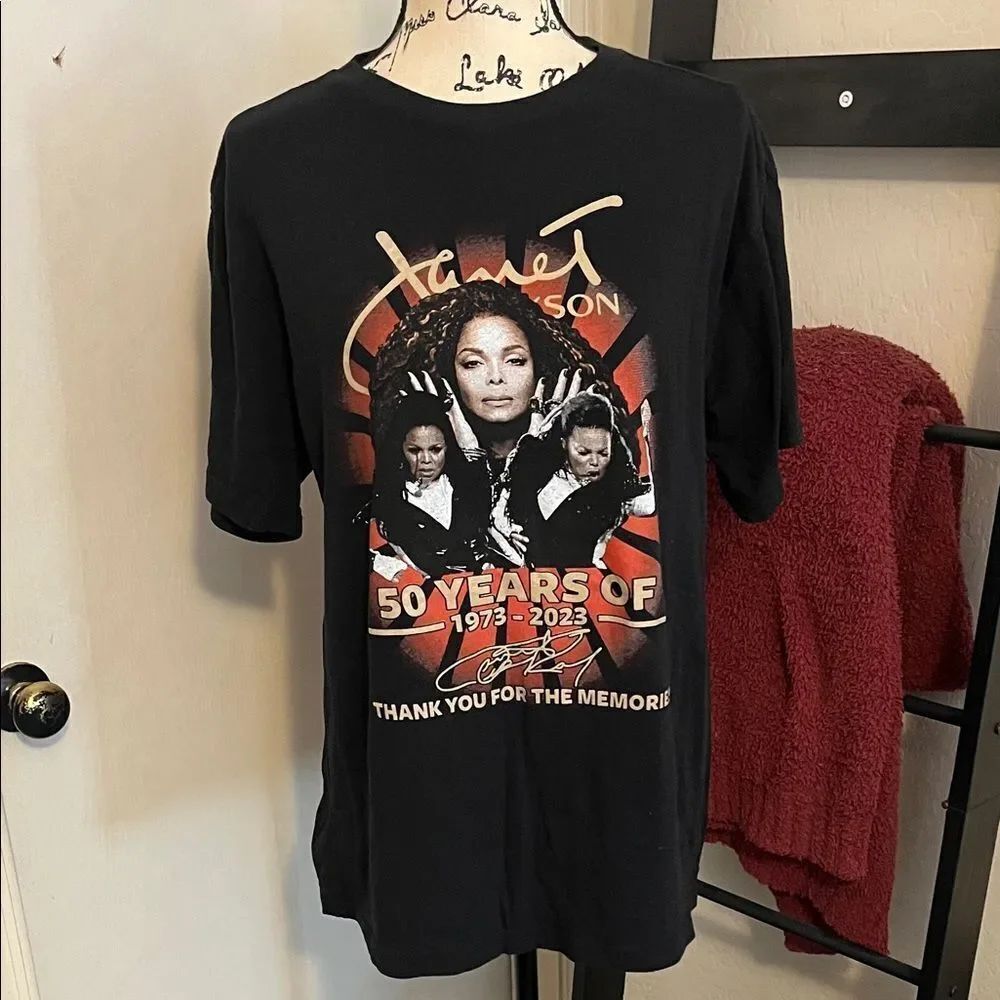 Janet Jackson Together Again Black Graphic 50 Years of Celebration T-Shirt